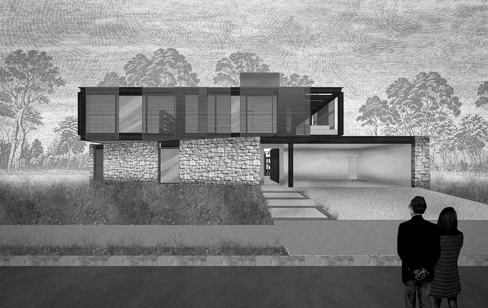 Casa Artur Nogueira, natural stone and timber screens
