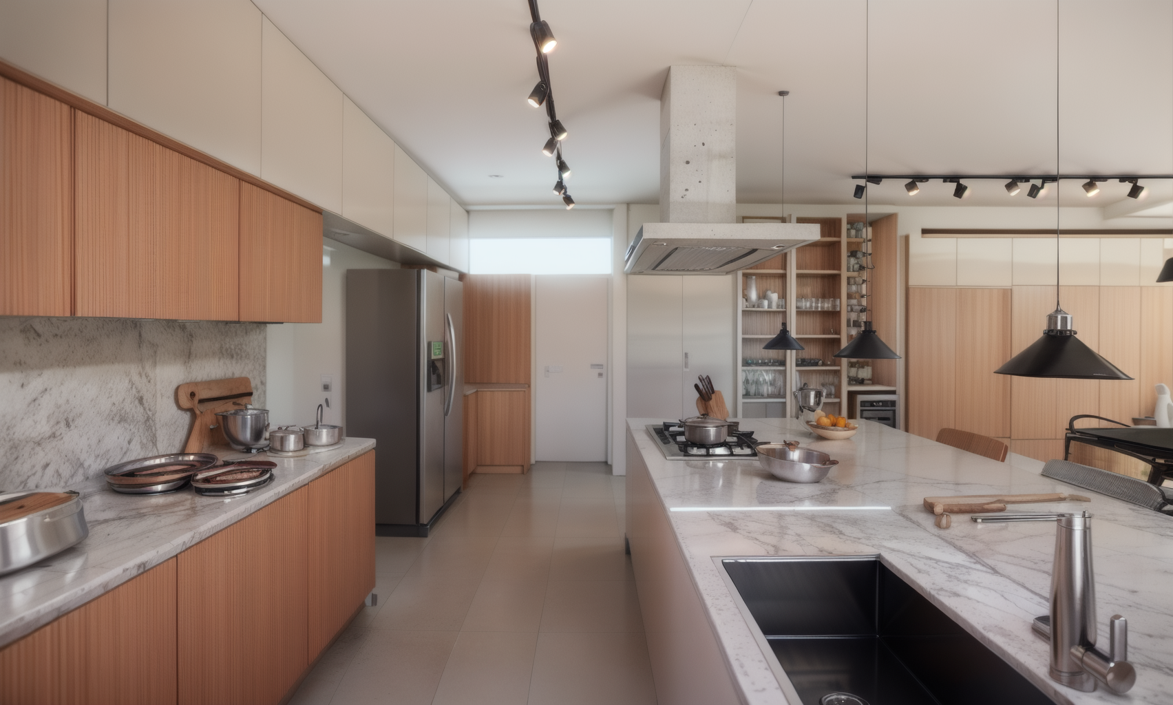 Cozinha e continuidade dos materiais — Casa Artur Nogueira