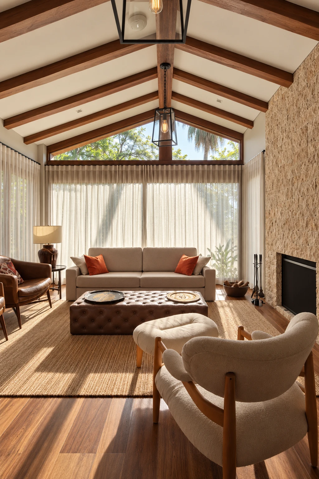 Mobiliário e materiais naturais — Casa Morumbi