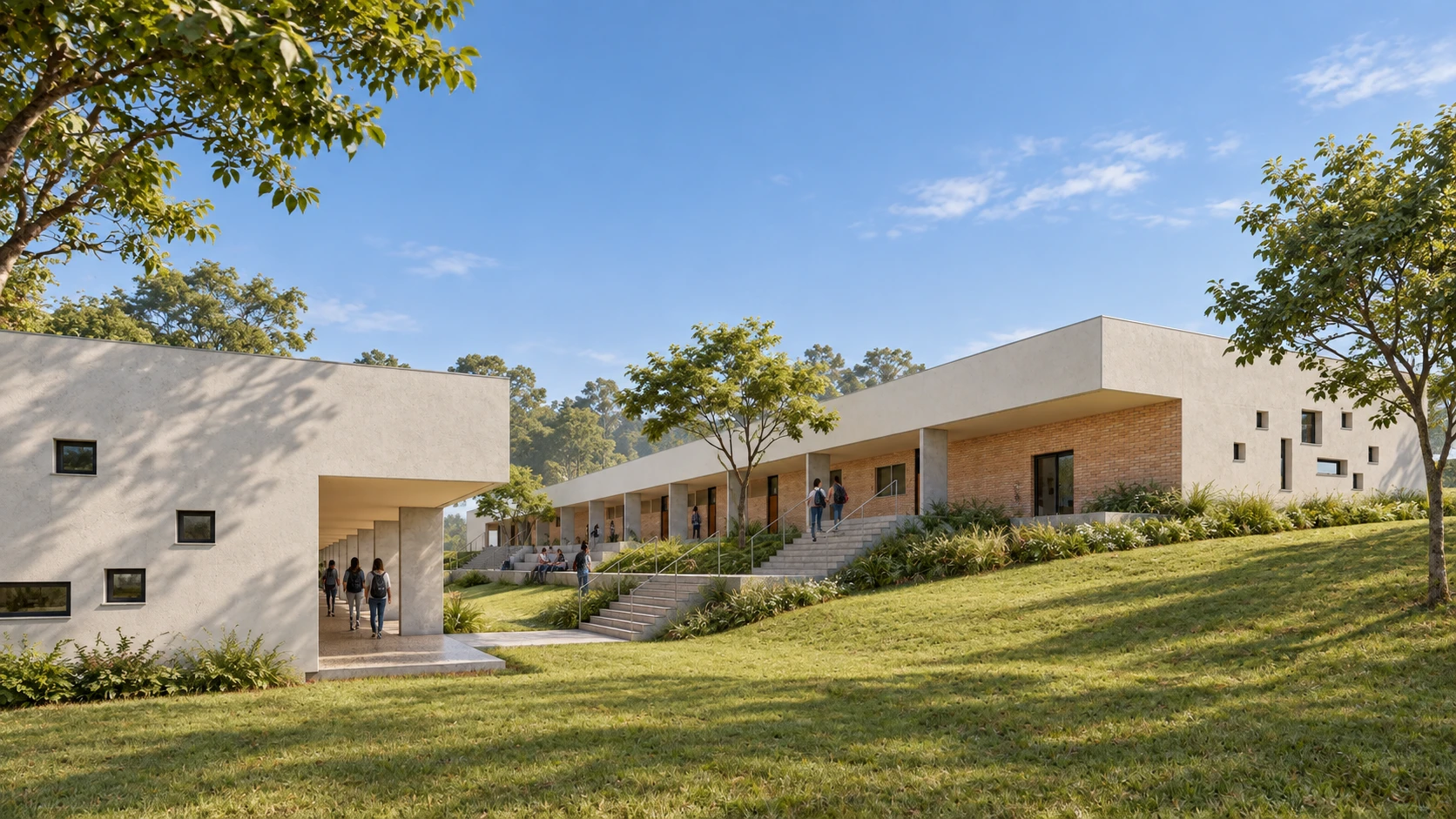 Os dois blocos acomodados na topografia — Instituto Técnico de Minas Gerais, unidade Muzambinho