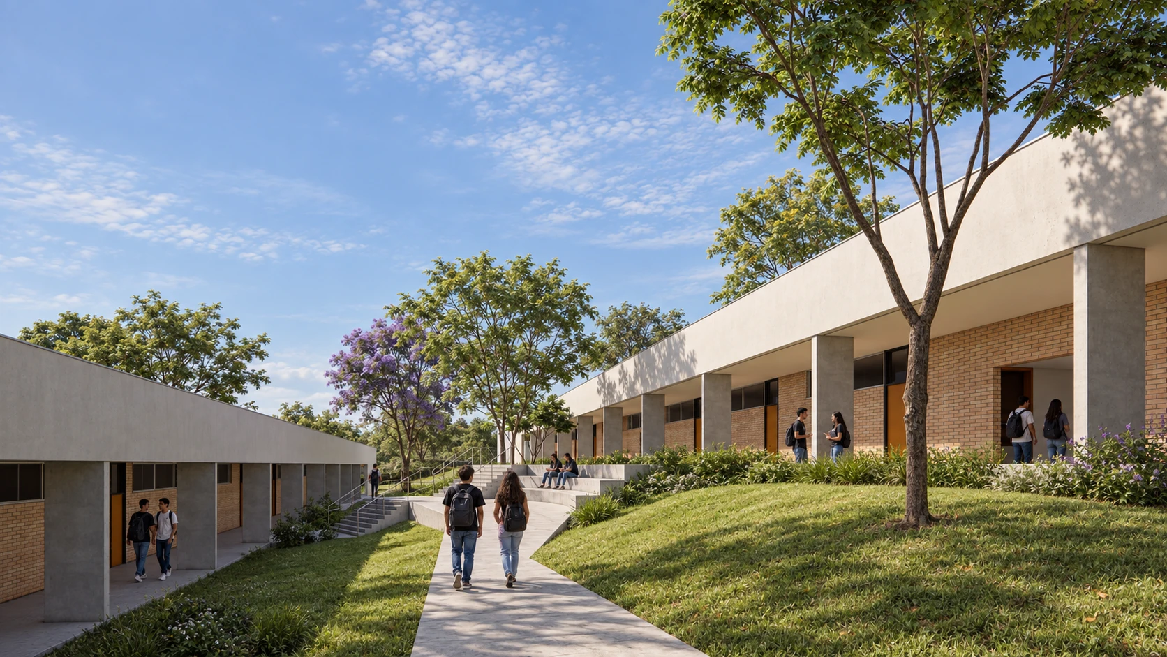 Percursos e pequenas arenas entre os pavilhões — Instituto Técnico de Minas Gerais, unidade Muzambinho