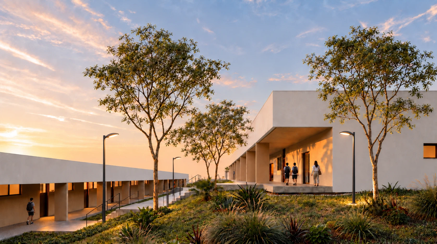 Pavilhões e jardins ao entardecer — Instituto Técnico de Minas Gerais, unidade Muzambinho
