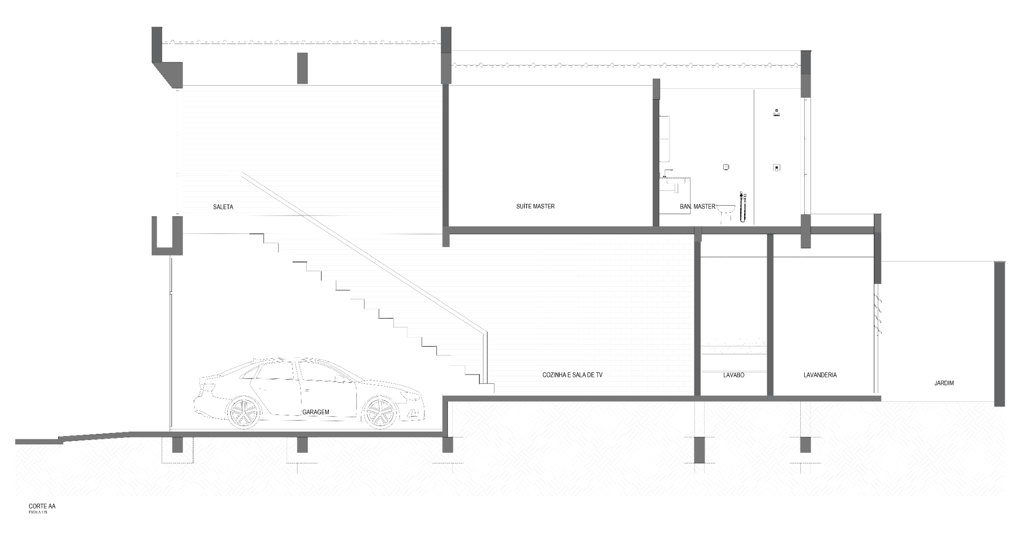 Corte longitudinal — Casa Vila 499